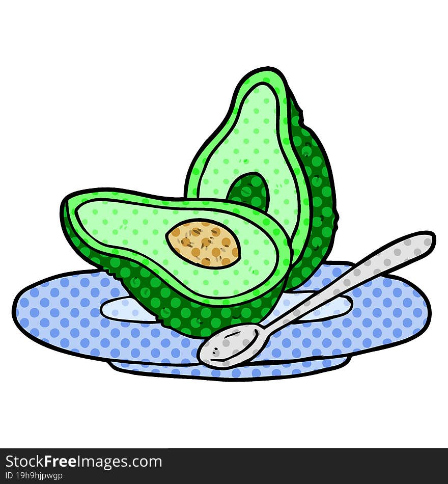 cartoon halved avocado. cartoon halved avocado