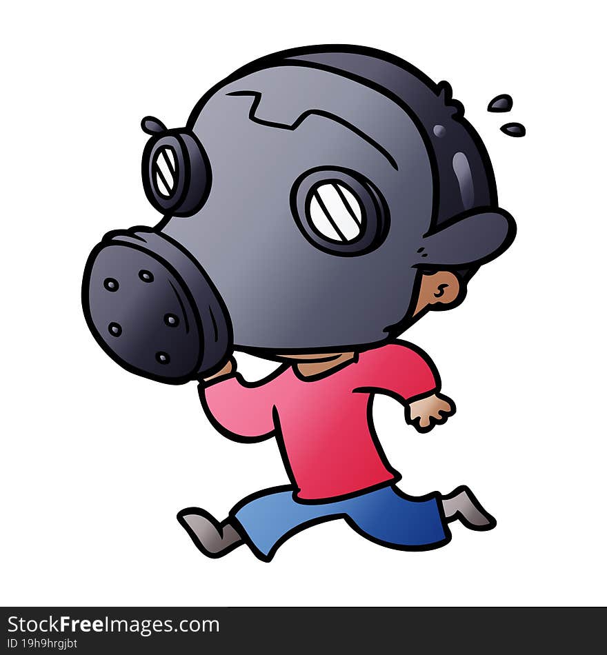 cartoon man wearing gas mask. cartoon man wearing gas mask