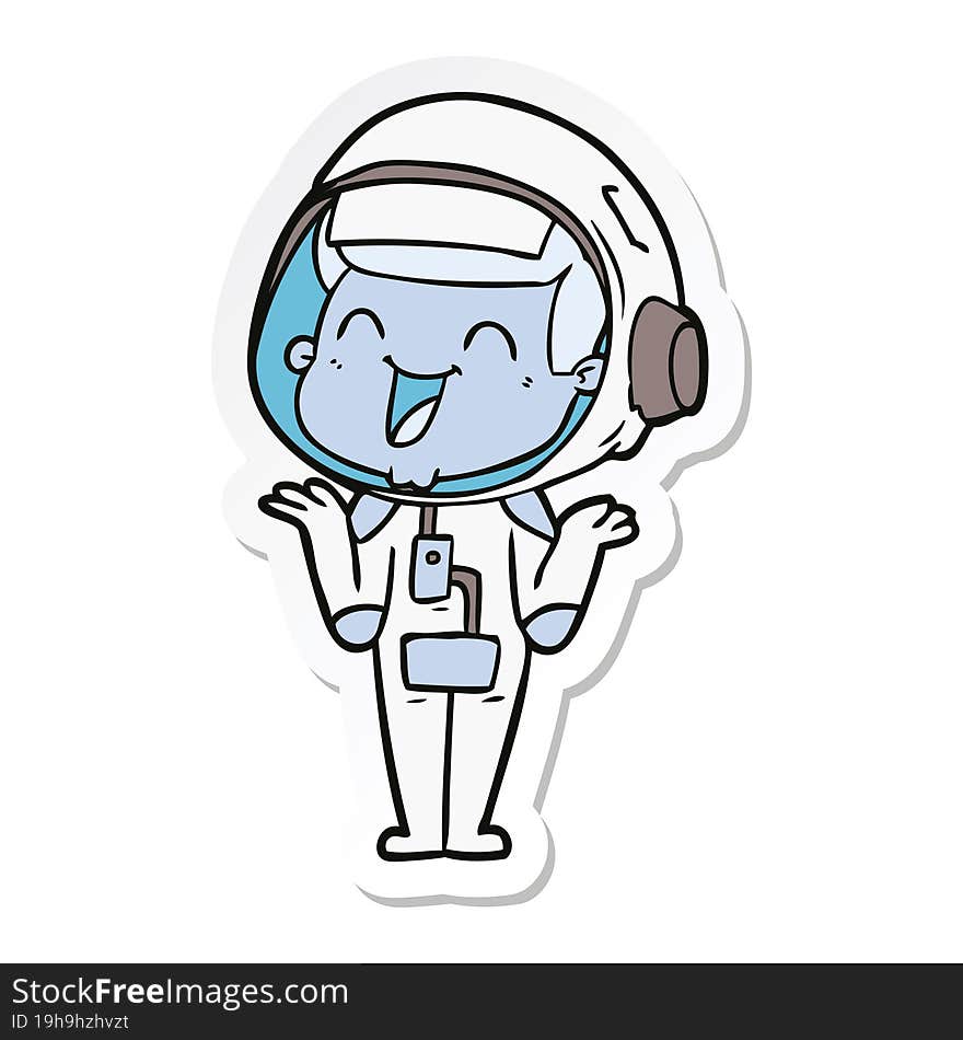 Sticker Of A Happy Cartoon Astronaut