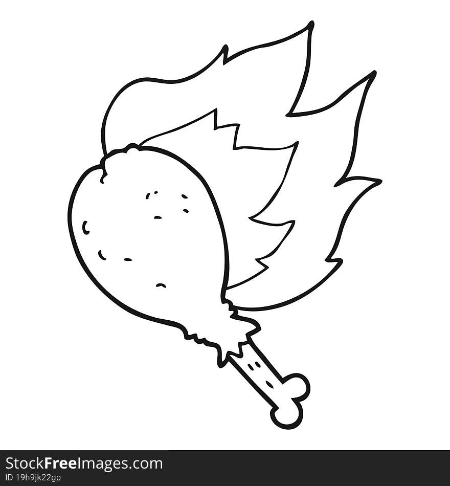 black and white cartoon chicken leg