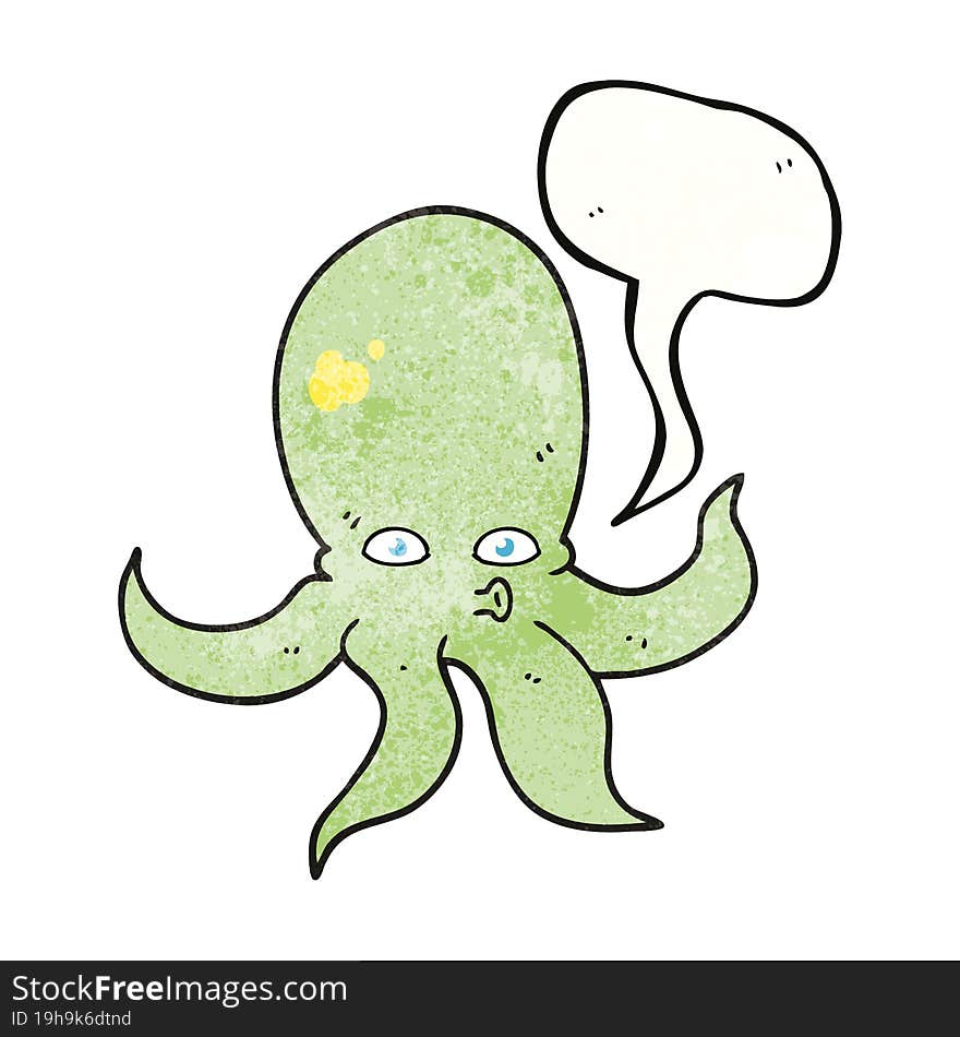 speech bubble textured cartoon octopus