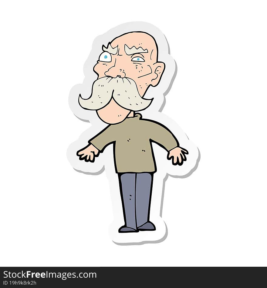 sticker of a cartoon angry old man