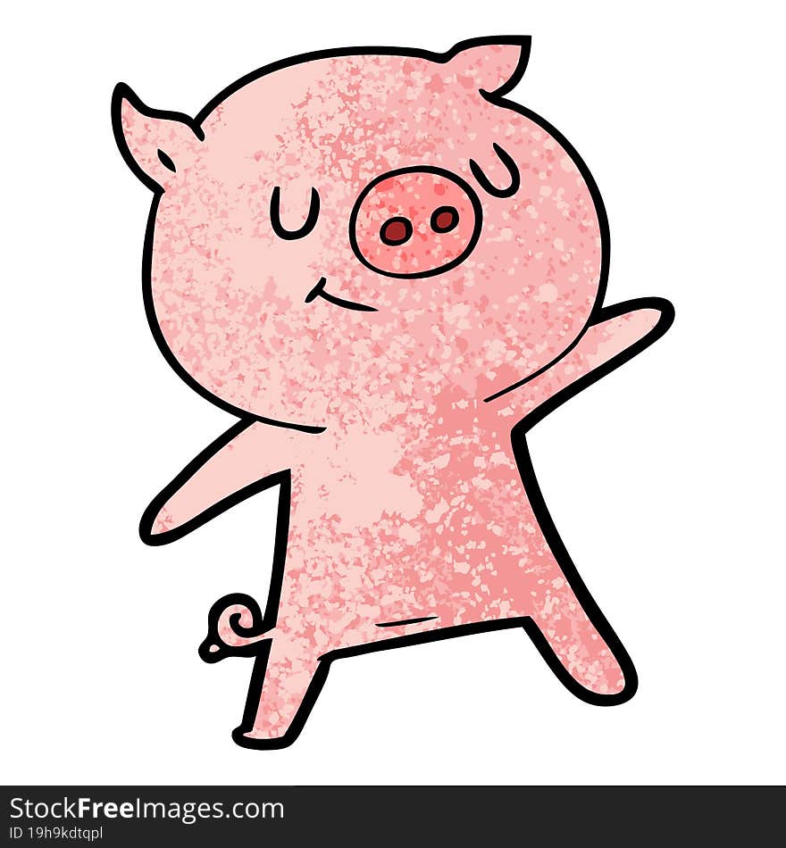 happy cartoon pig waving. happy cartoon pig waving