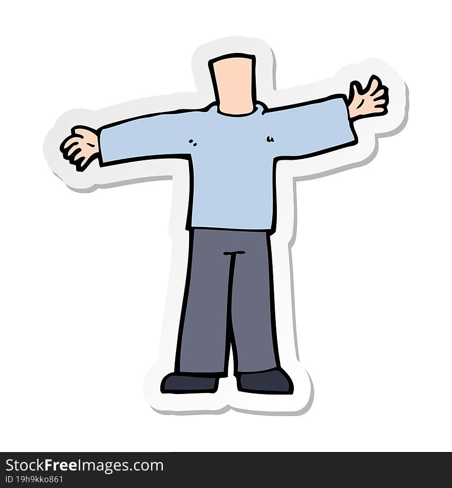 Sticker Of A Cartoon Body With Open Arms