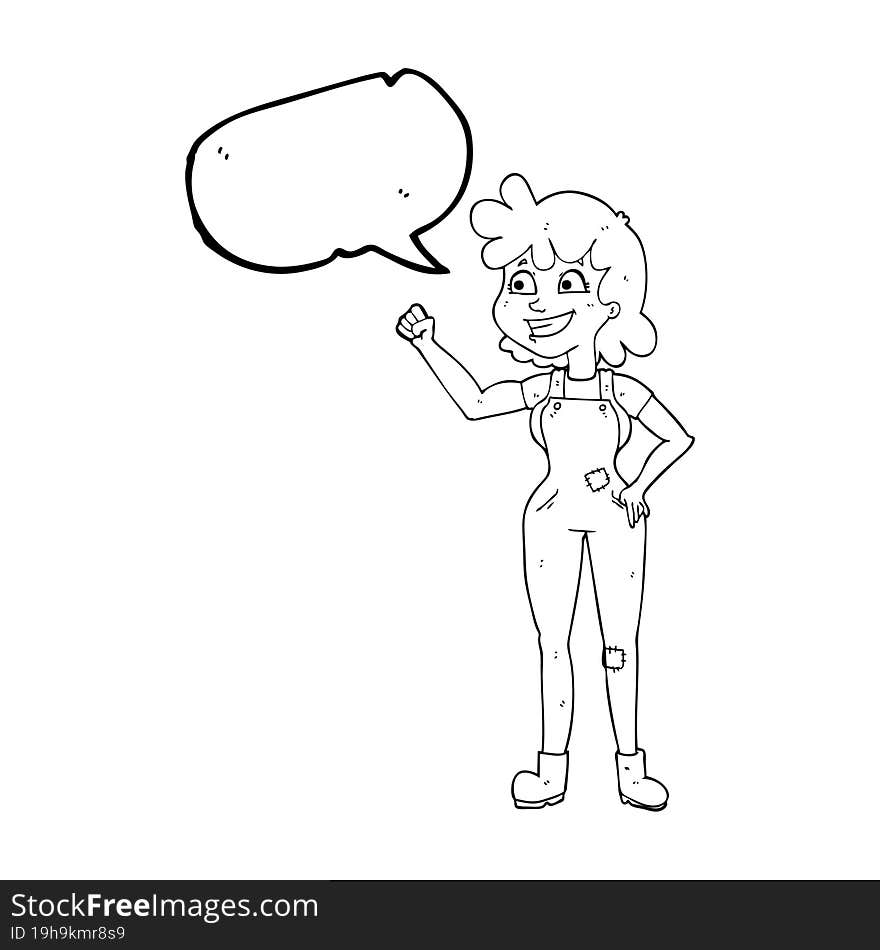 speech bubble cartoon determined woman clenching fist