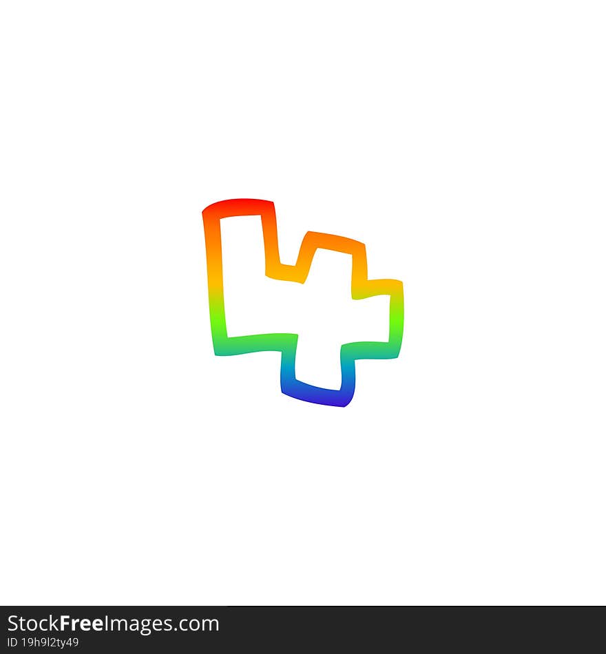 rainbow gradient line drawing cartoon number 4