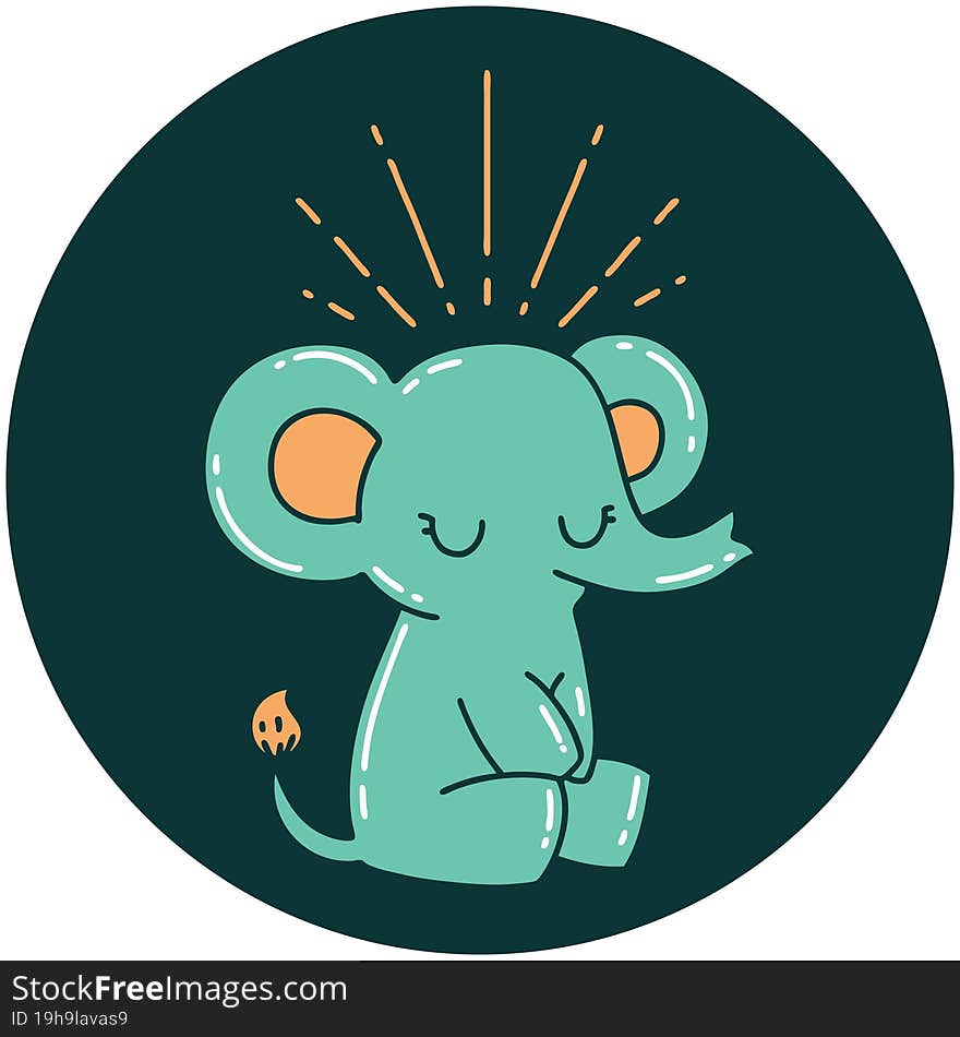 icon of tattoo style cute elephant