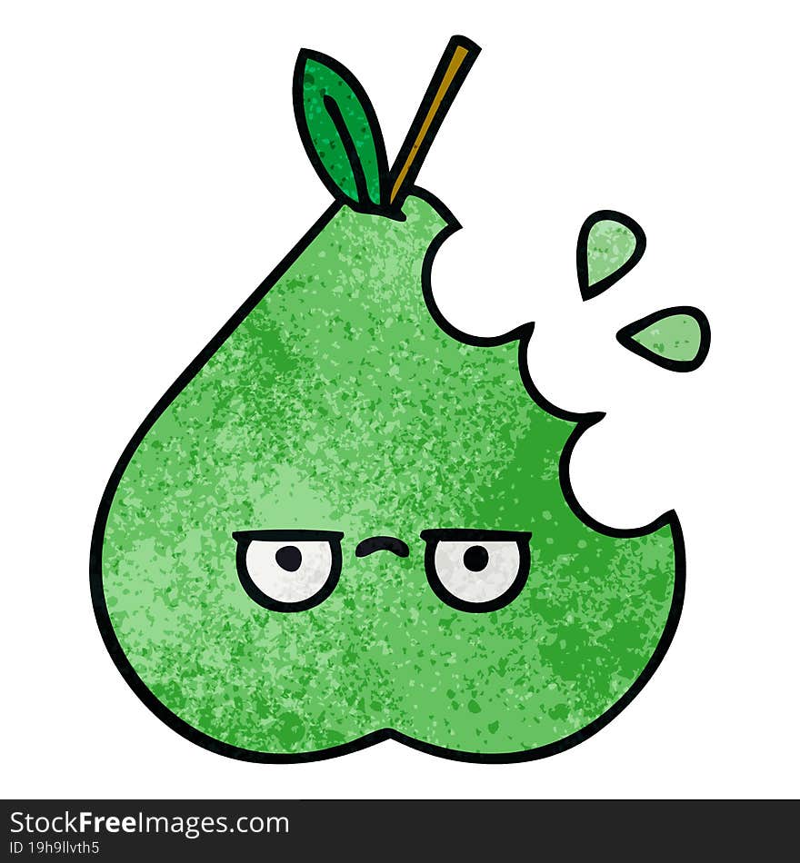 retro grunge texture cartoon green pear