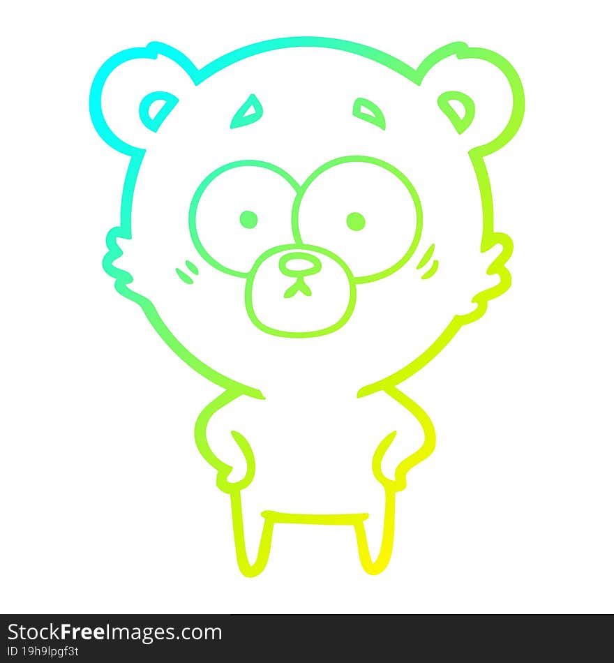 Cold Gradient Line Drawing Surprised Bear Cartoon