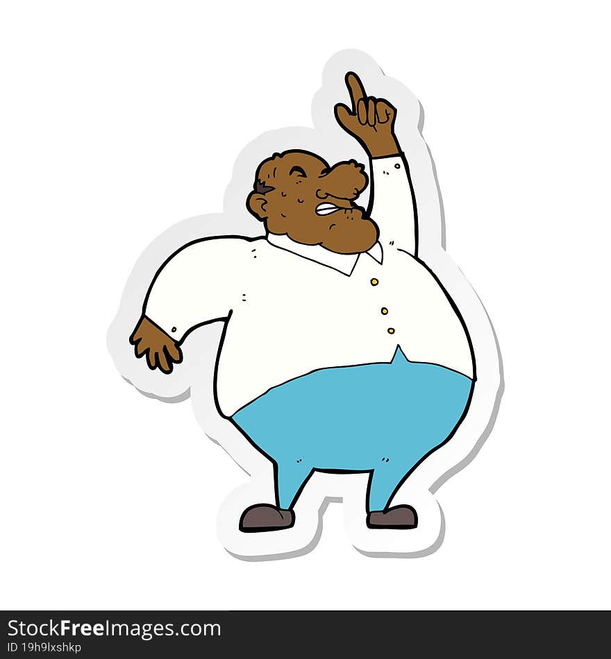 sticker of a cartoon big fat boss