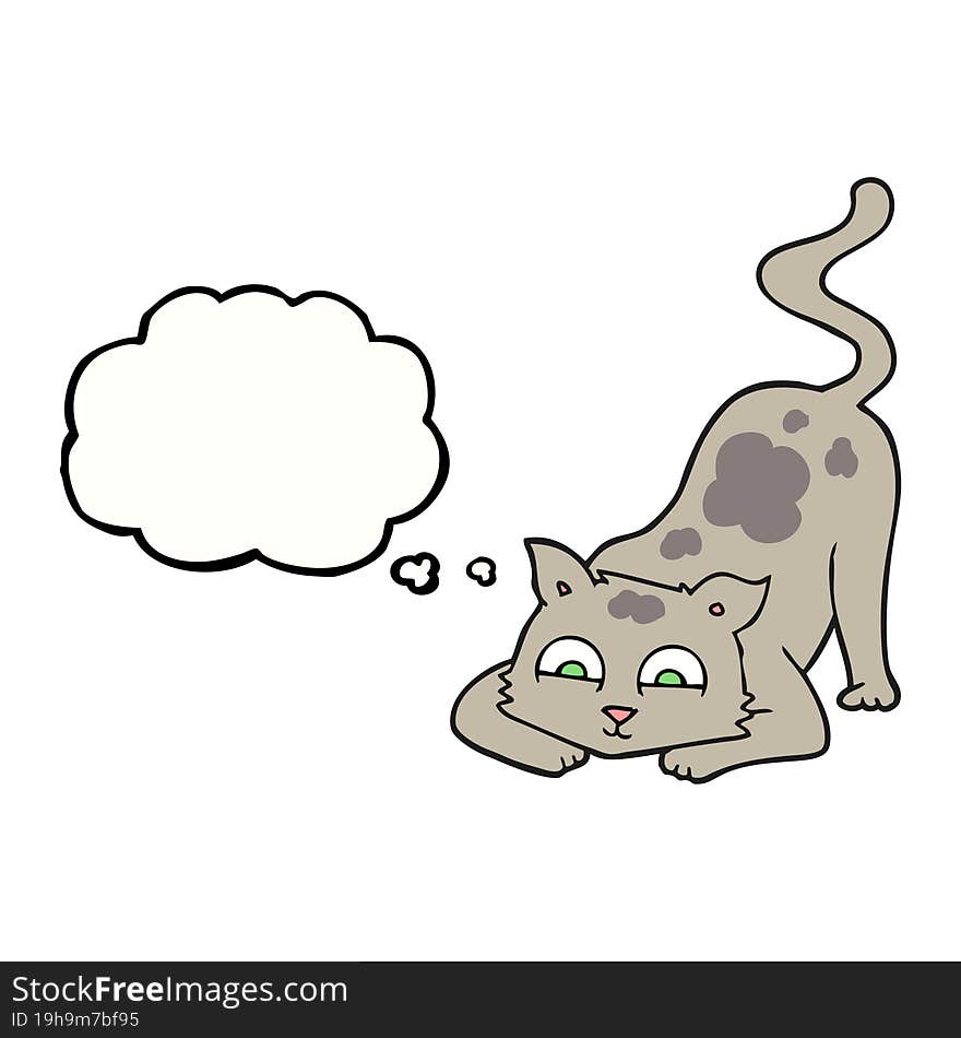 freehand drawn thought bubble cartoon cat