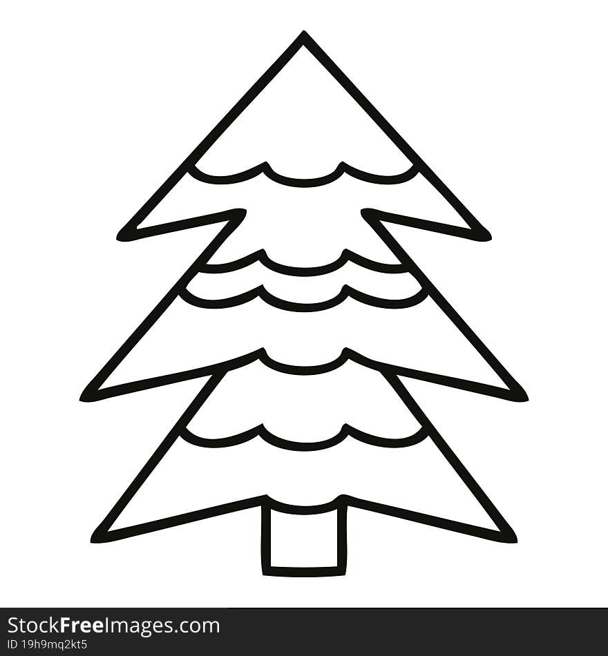 Line Drawing Cartoon Snow Covered Tree