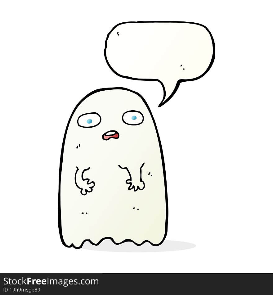 funny cartoon ghost with speech bubble