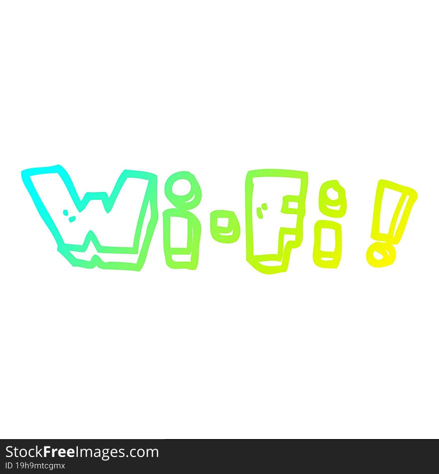 cold gradient line drawing cartoon wording wi-fi