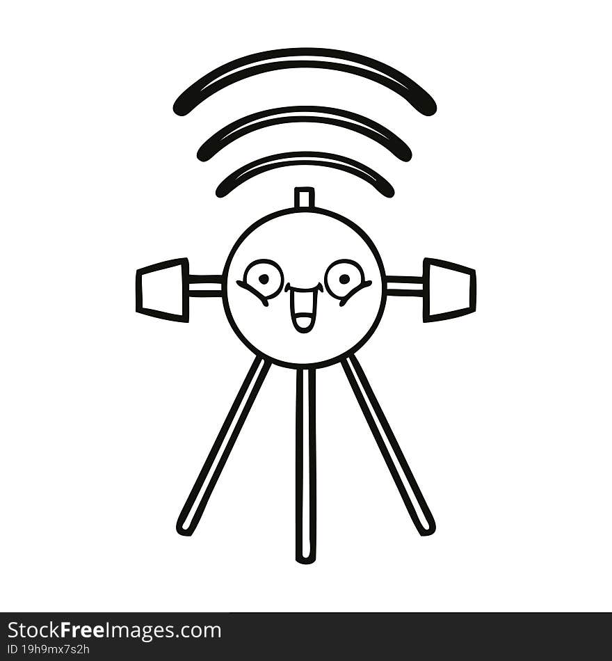 line drawing cartoon satellite