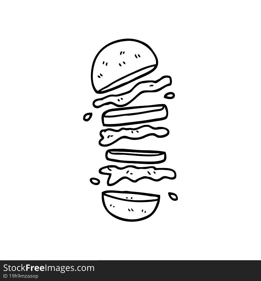 line drawing cartoon burger