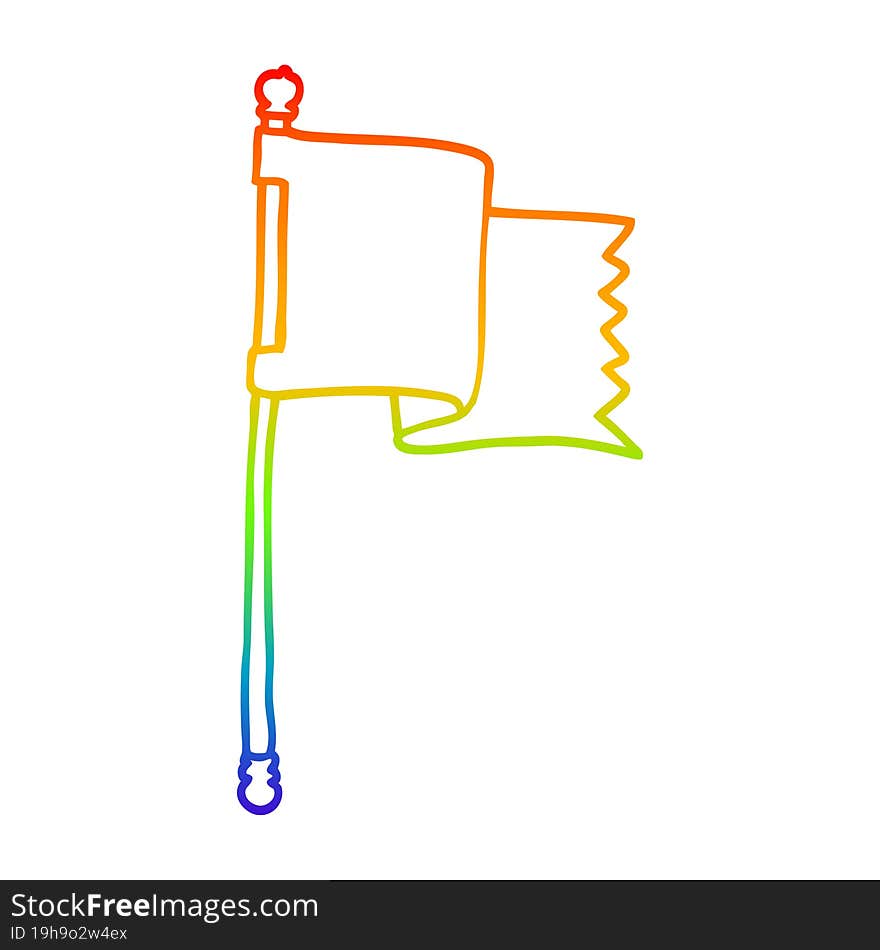 rainbow gradient line drawing cartoon waving flag