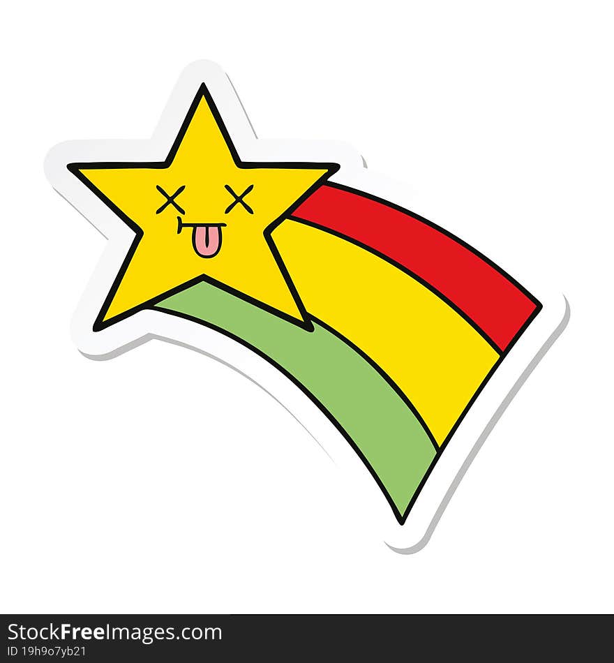 Sticker Of A Cute Cartoon Shooting Rainbow Star