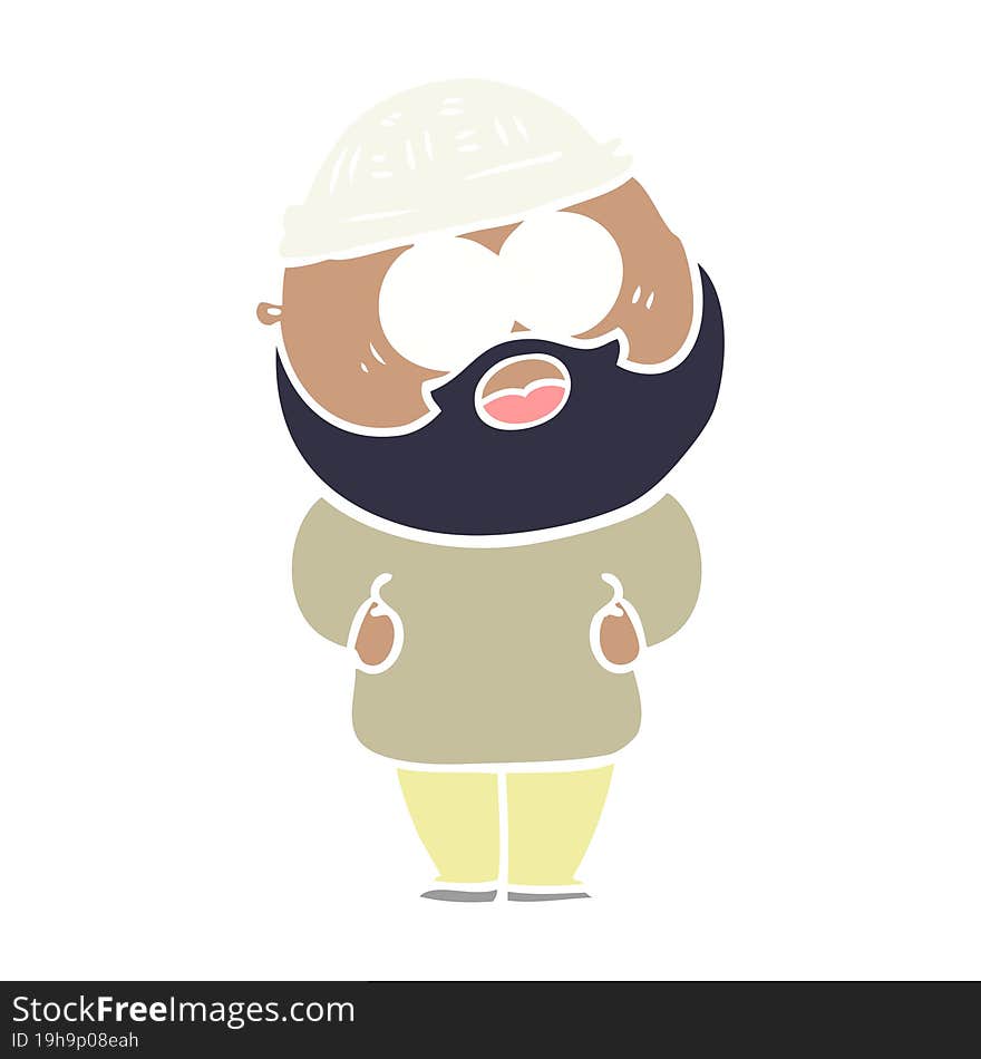 flat color style cartoon surprised bearded man