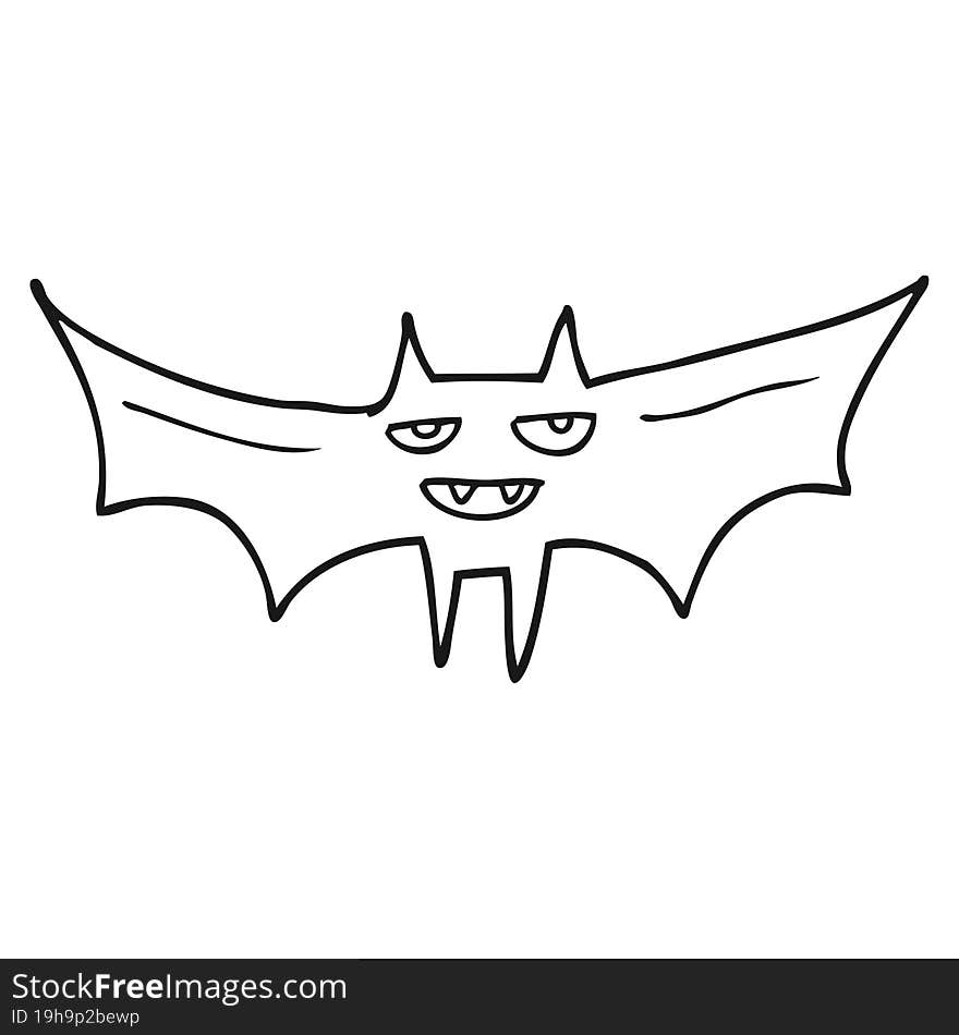 Black And White Cartoon Halloween Bat