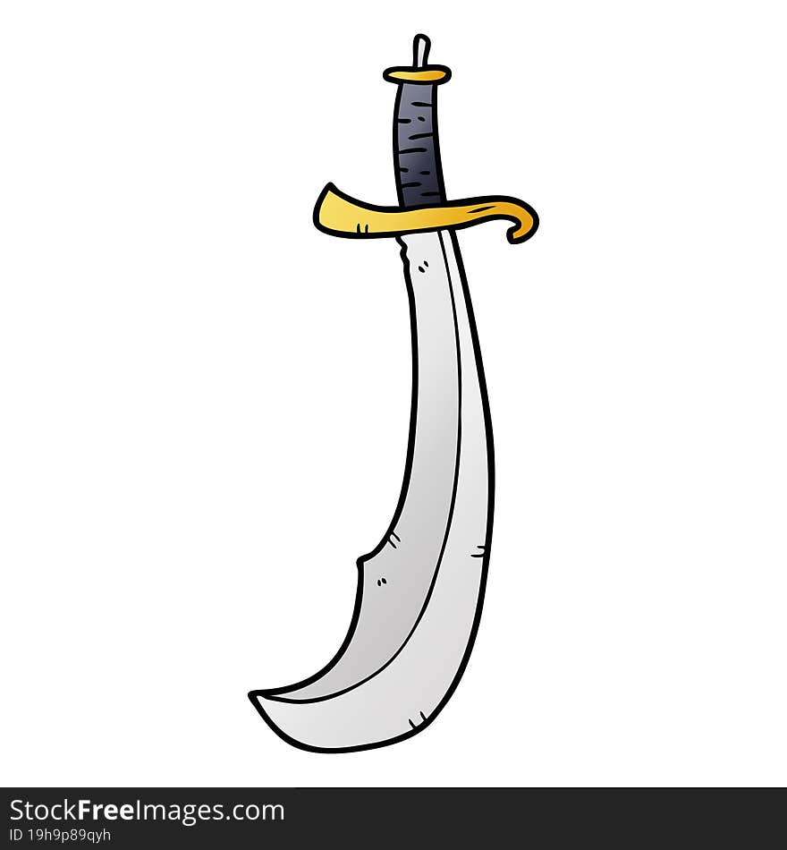 cartoon curved sword. cartoon curved sword