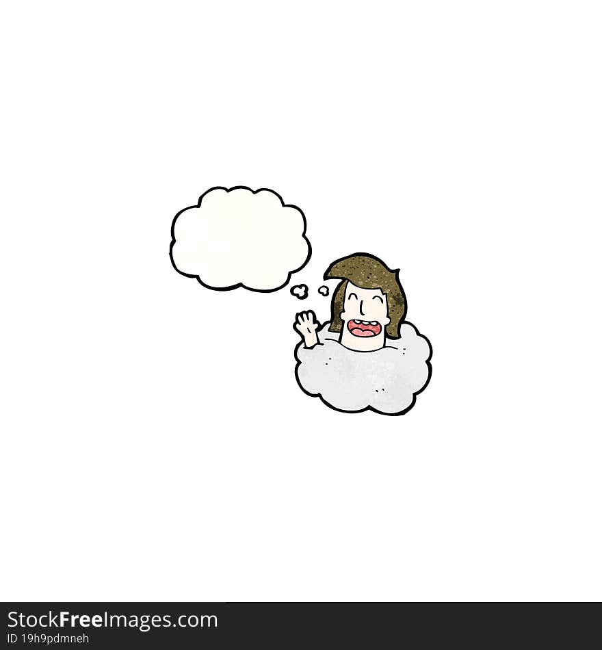 cartoon man s head in cloud