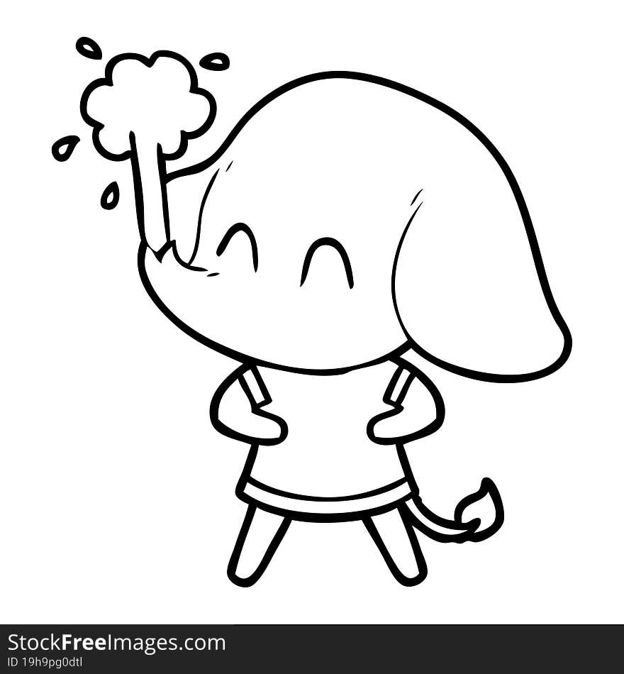 cute cartoon elephant spouting water. cute cartoon elephant spouting water