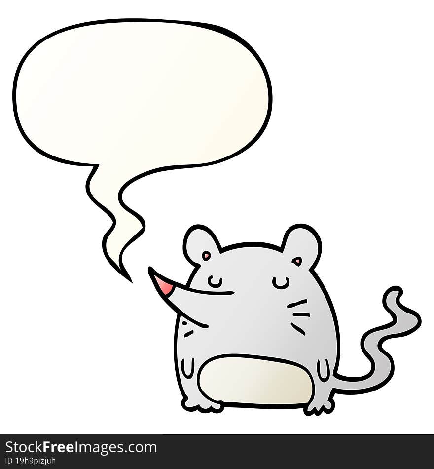 Cartoon Mouse And Speech Bubble In Smooth Gradient Style