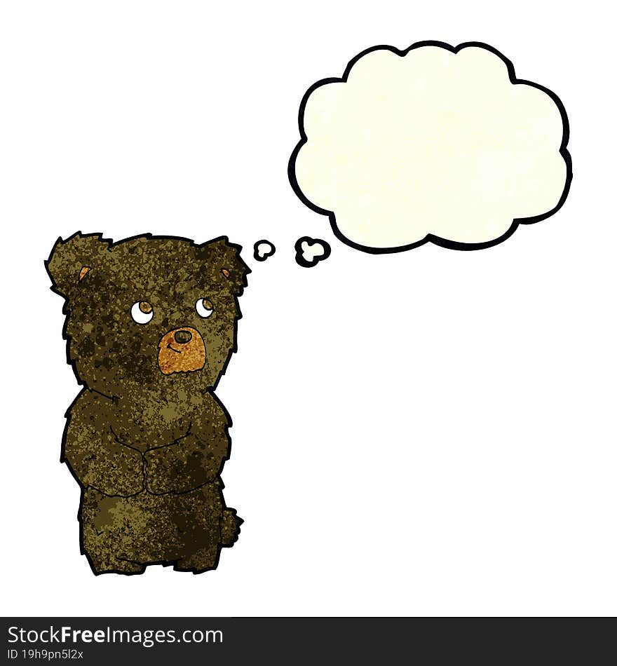 cartoon black bear cub with thought bubble