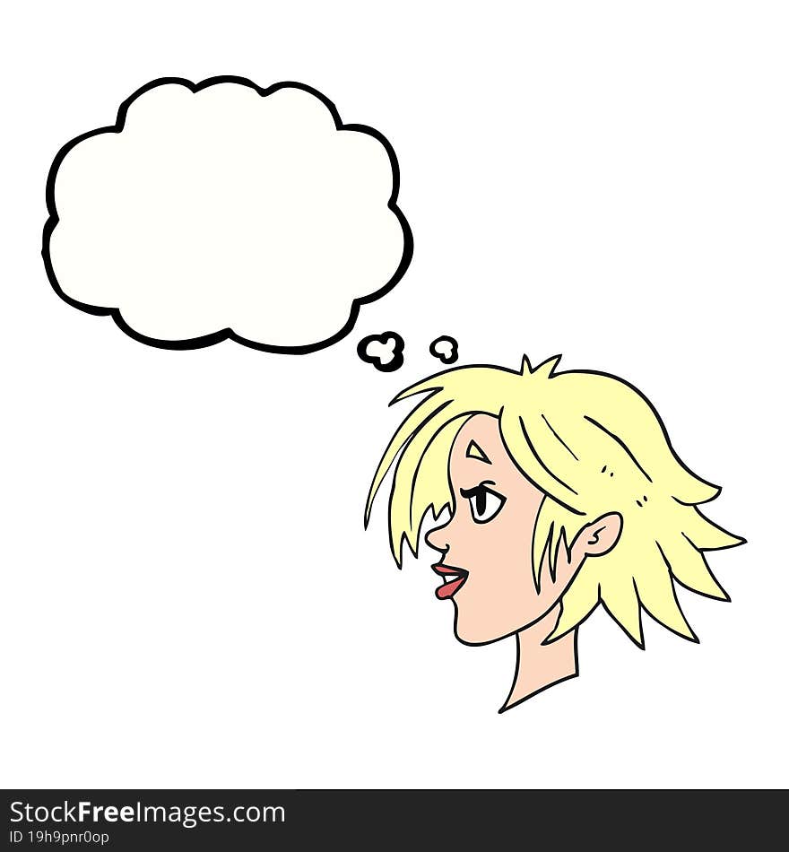 thought bubble cartoon happy female face