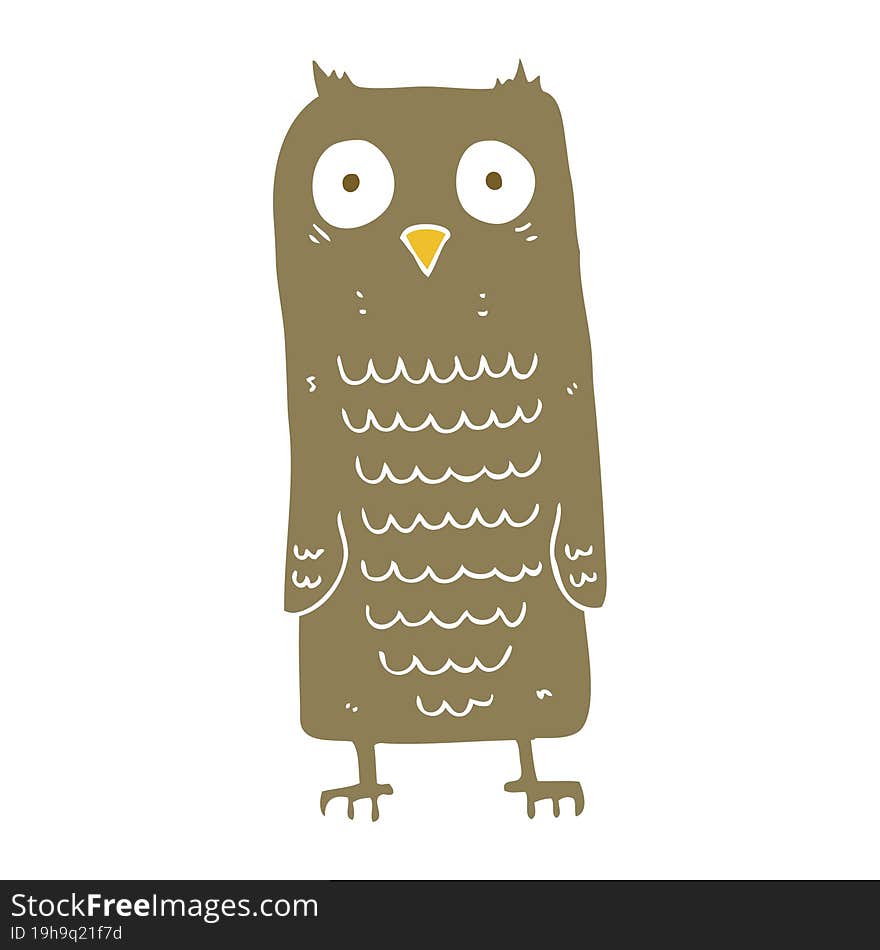 Flat Color Illustration Of A Cartoon Owl