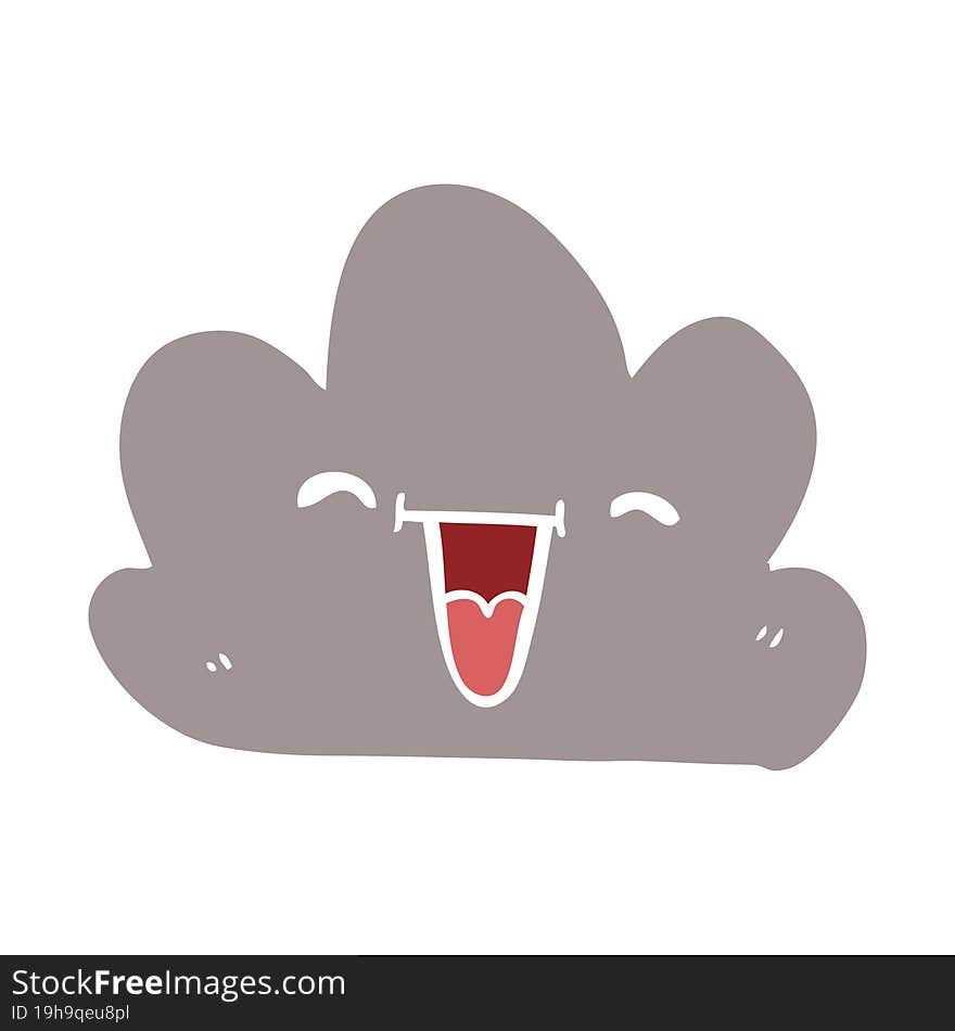 Cartoon Doodle Happy Grey Cloud