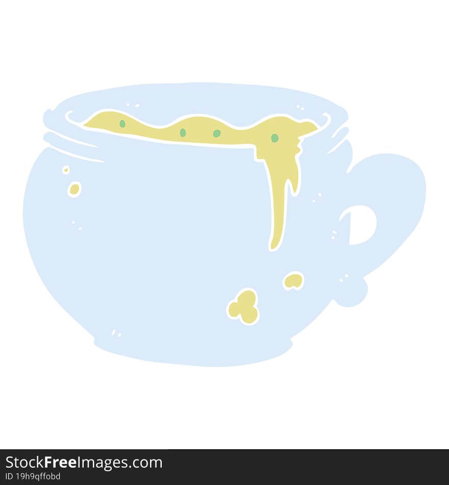 flat color illustration of a cartoon mug of soup