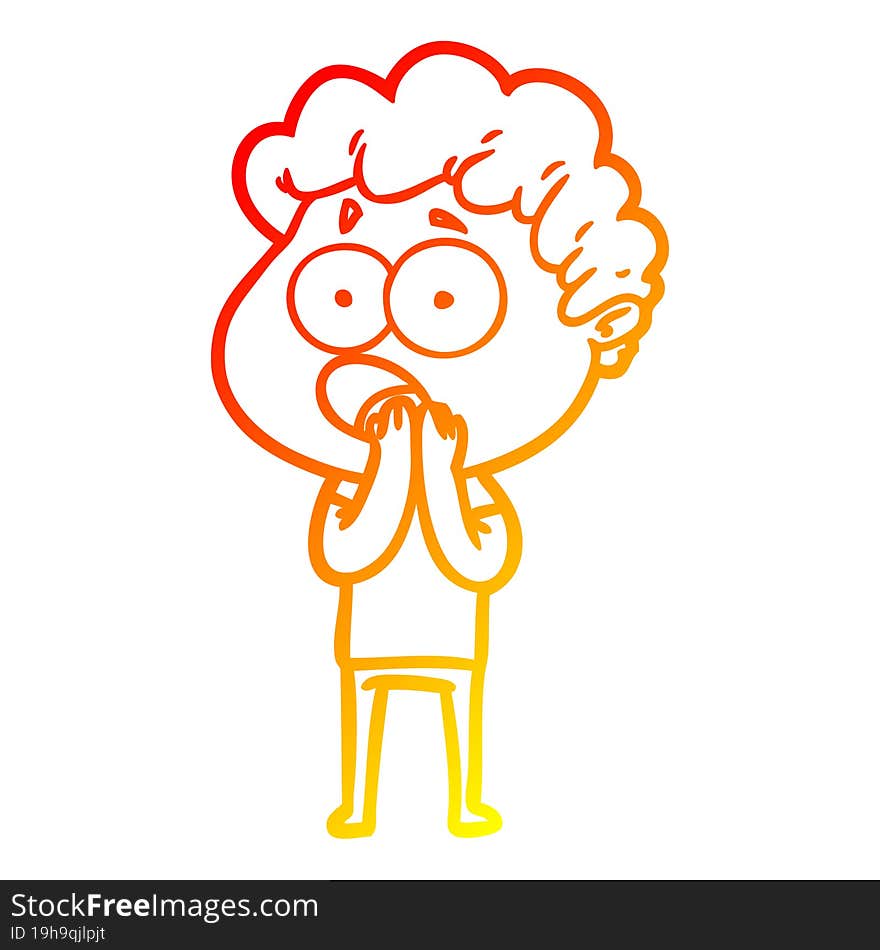 warm gradient line drawing cartoon man gasping in surprise