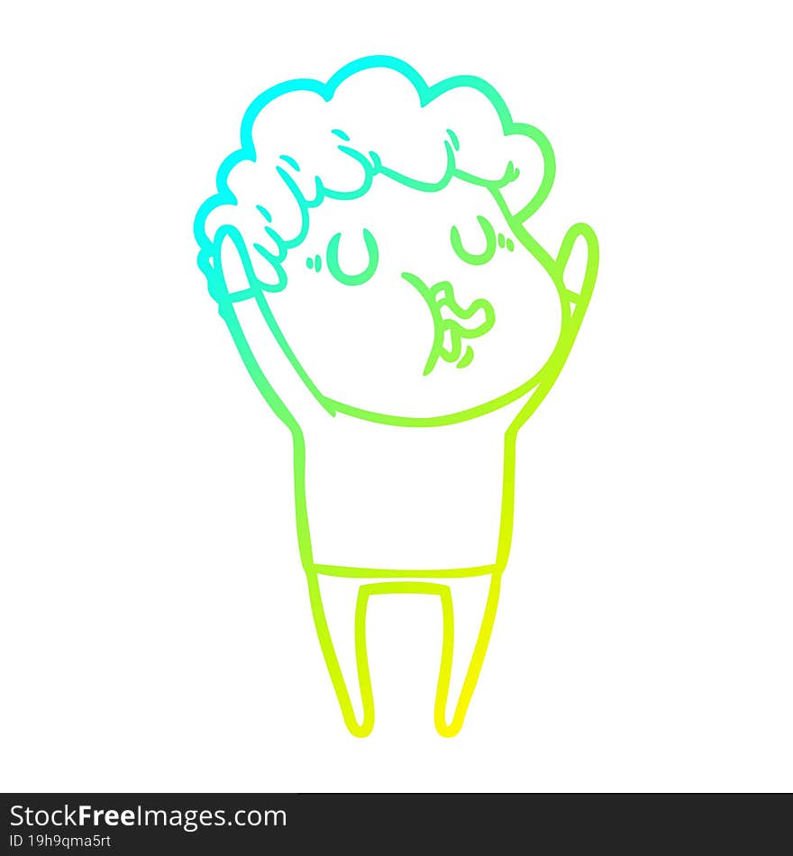 cold gradient line drawing cartoon man singing