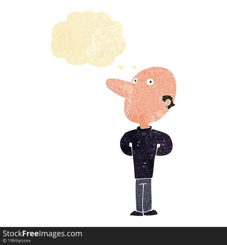 Cartoon Balding Man With Thought Bubble