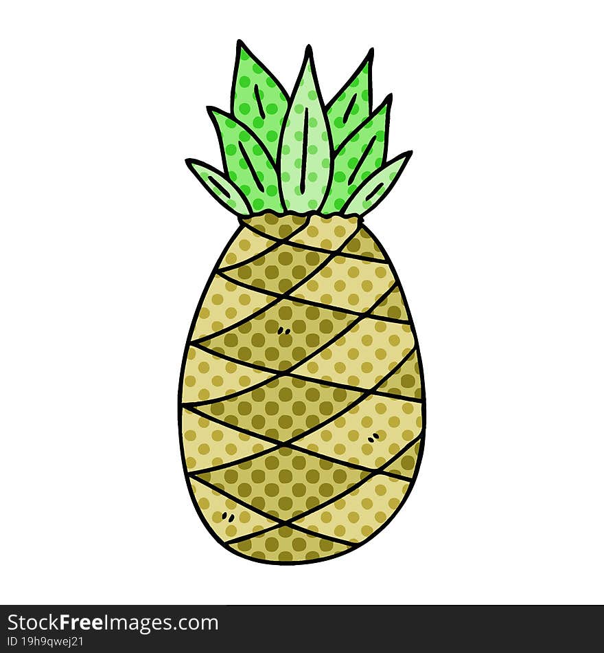 comic book style quirky cartoon pineapple. comic book style quirky cartoon pineapple