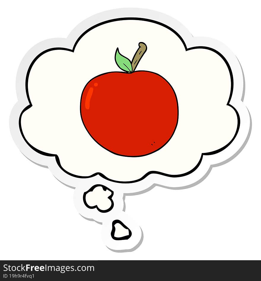 cartoon apple and thought bubble as a printed sticker