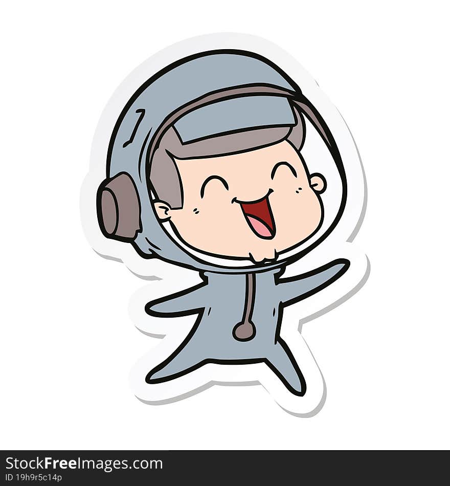 Sticker Of A Happy Cartoon Astronaut