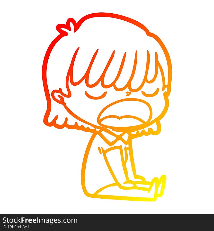 warm gradient line drawing cartoon woman talking loudly