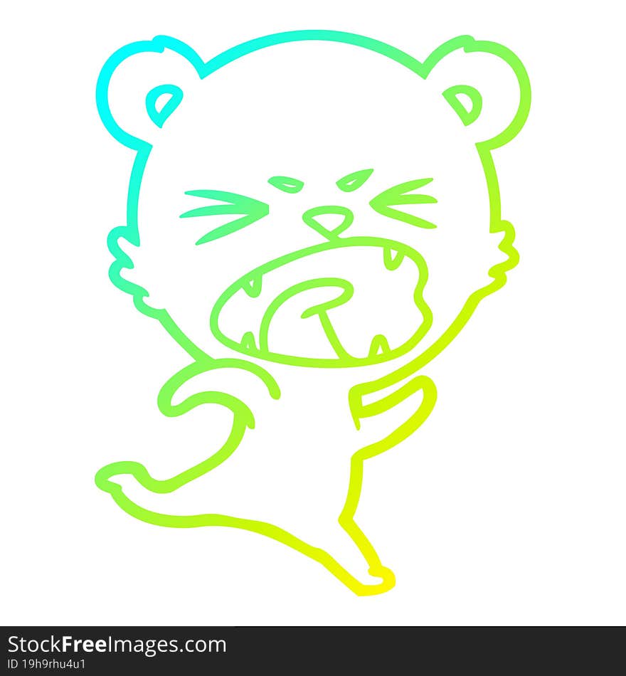 cold gradient line drawing angry cartoon bear