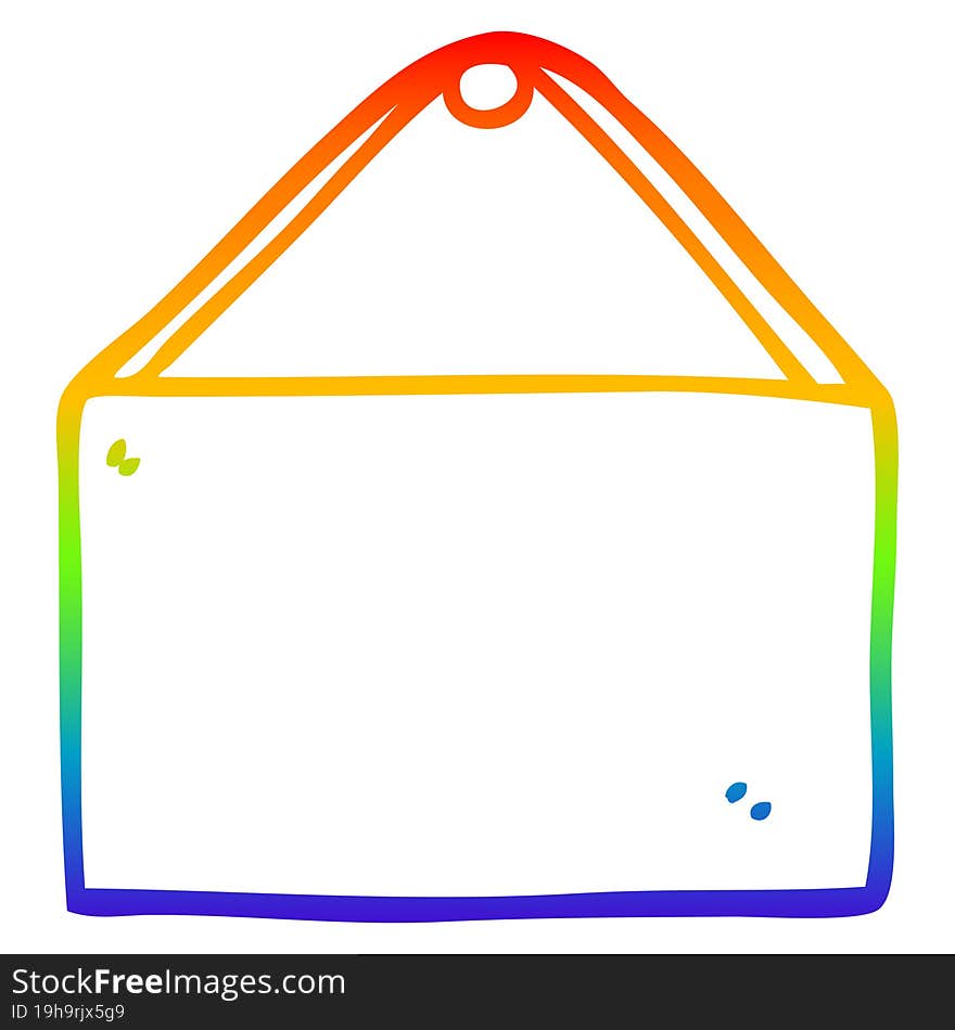 rainbow gradient line drawing of a cartoon blank sign