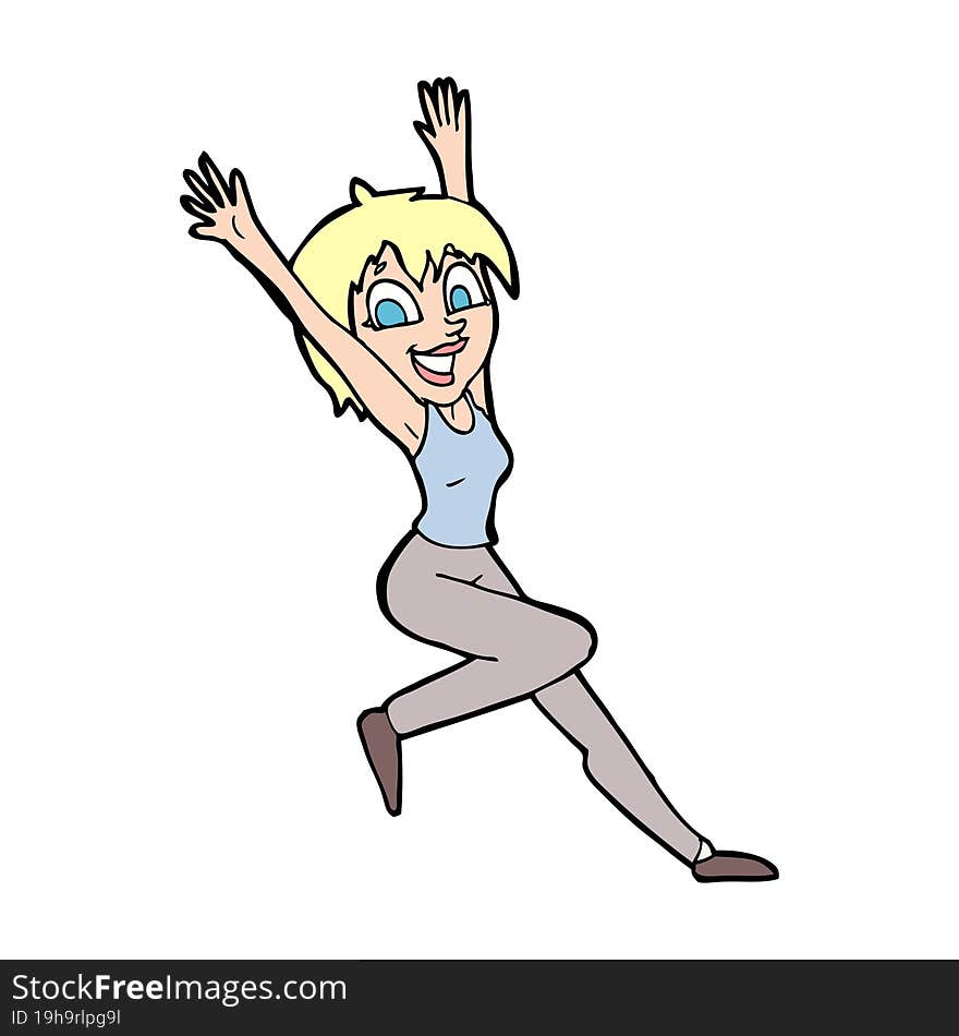 cartoon excited woman