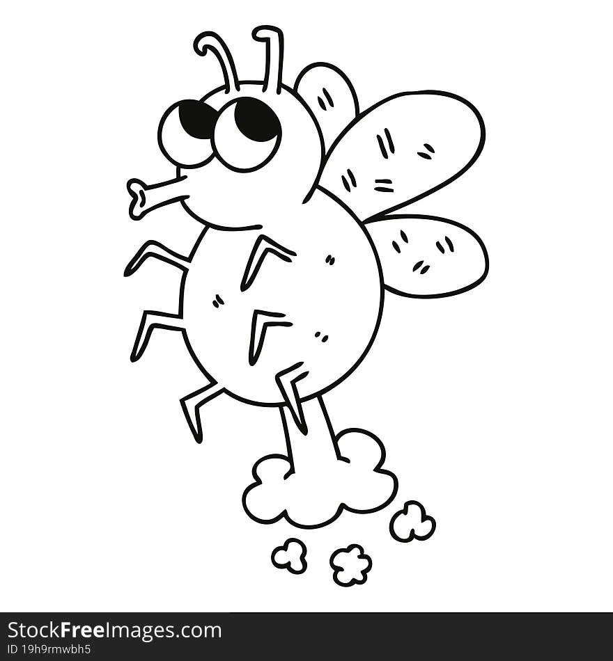 quirky line drawing cartoon fly