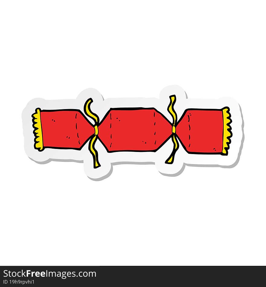 sticker of a cartoon christmas cracker