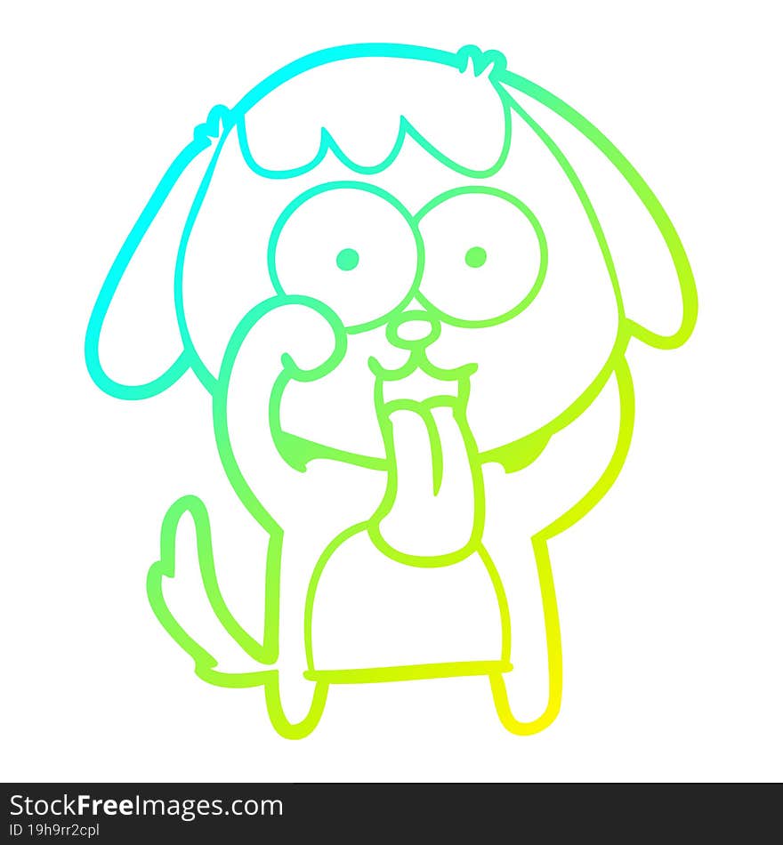 cold gradient line drawing of a cute cartoon dog