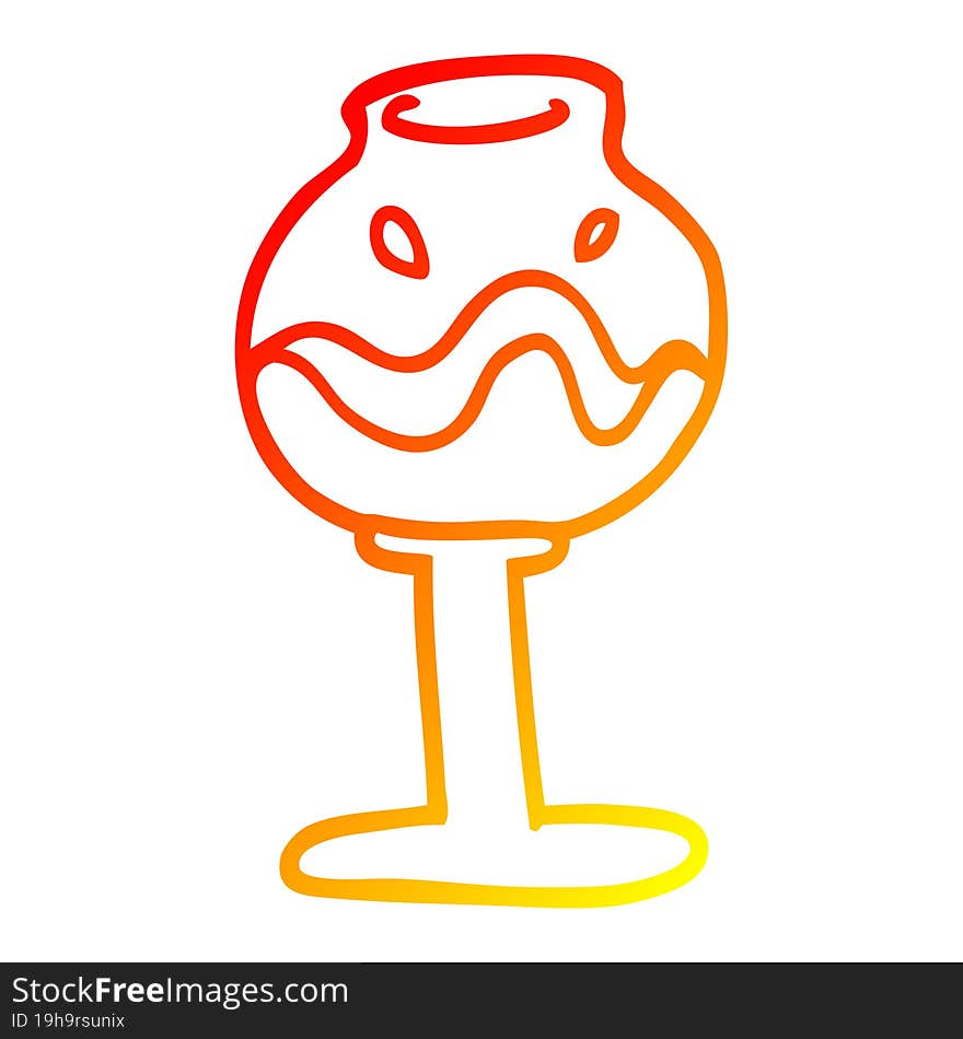 warm gradient line drawing cartoon glass of wine