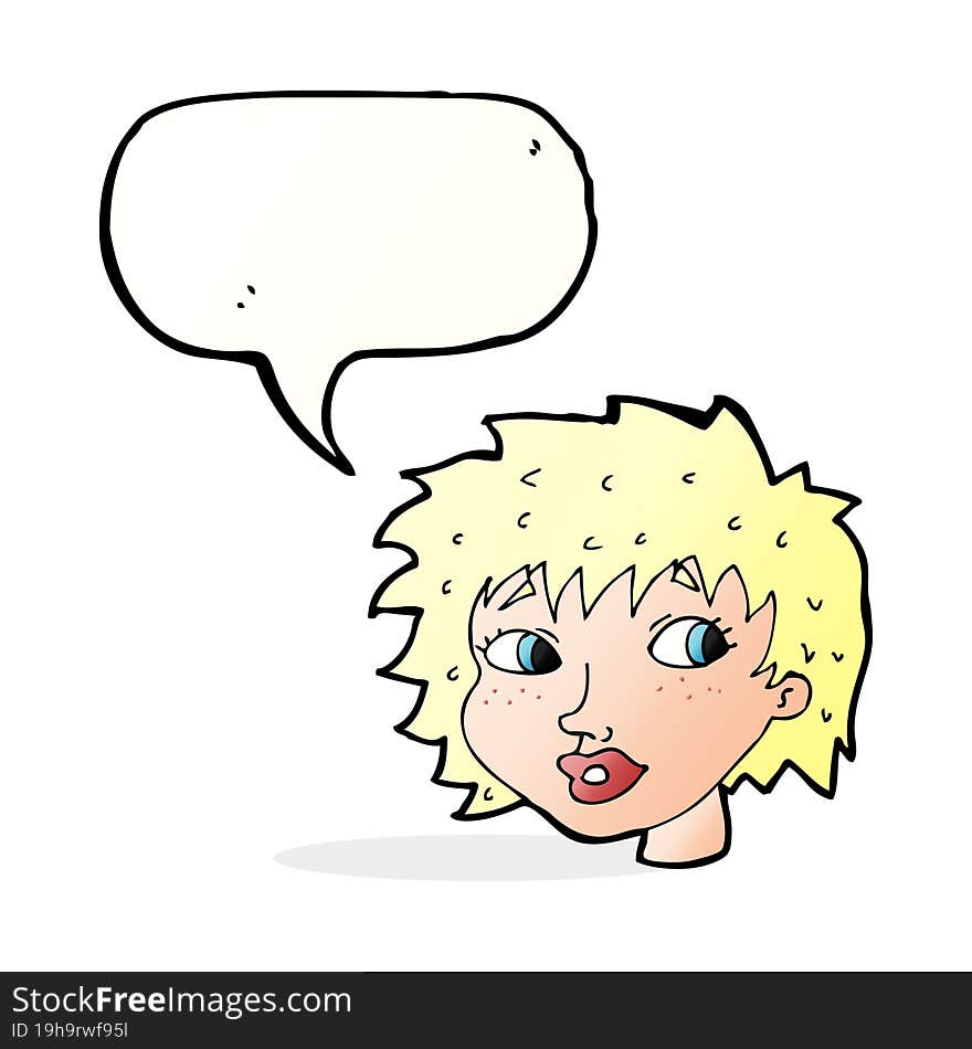 cartoon surprised woman with speech bubble