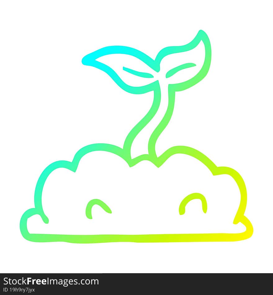 cold gradient line drawing cartoon growing seedling