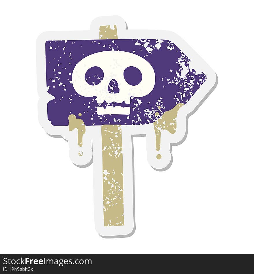 Spooky Halloween Sign Post Grunge Sticker